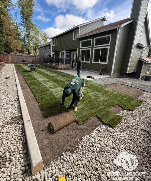 Multi - Tiered Deck, Stamped Patio & Sod Renovation in Bothell 